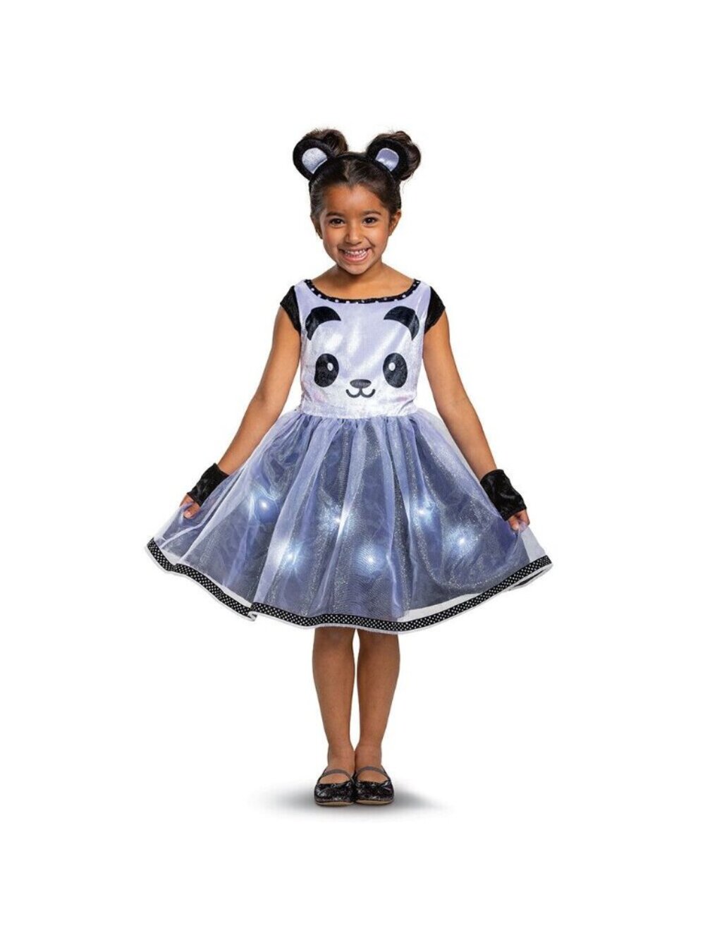 Disguise 4 Piece Light Up Panda Toddler Costume 2T Dress Headpiece Ears New